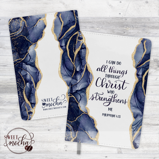 Bible Verse Blue Agate Journal Notebook