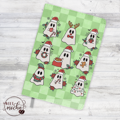 Christmas Ghost Green Checker Journal Notebook