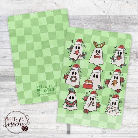 Christmas Ghost Green Checker Journal Notebook