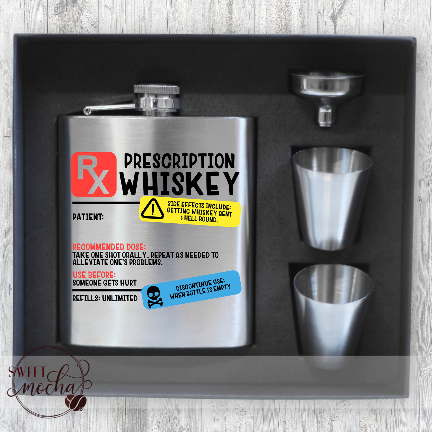 “Prescription Whisky” Stainless Flask Gift Set