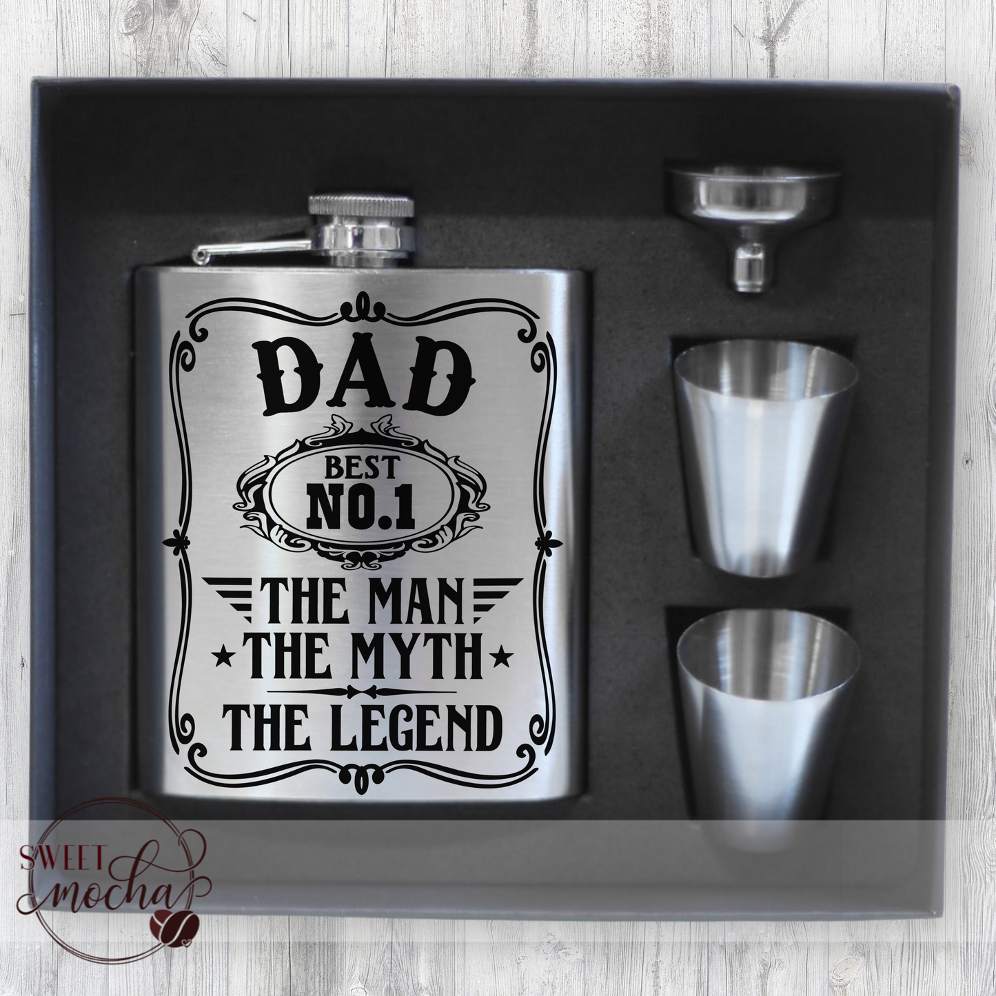 Dad No. 1 Stainless Flask Gift Set