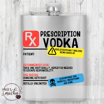 “Prescription Vodka” Stainless Flask Gift Set