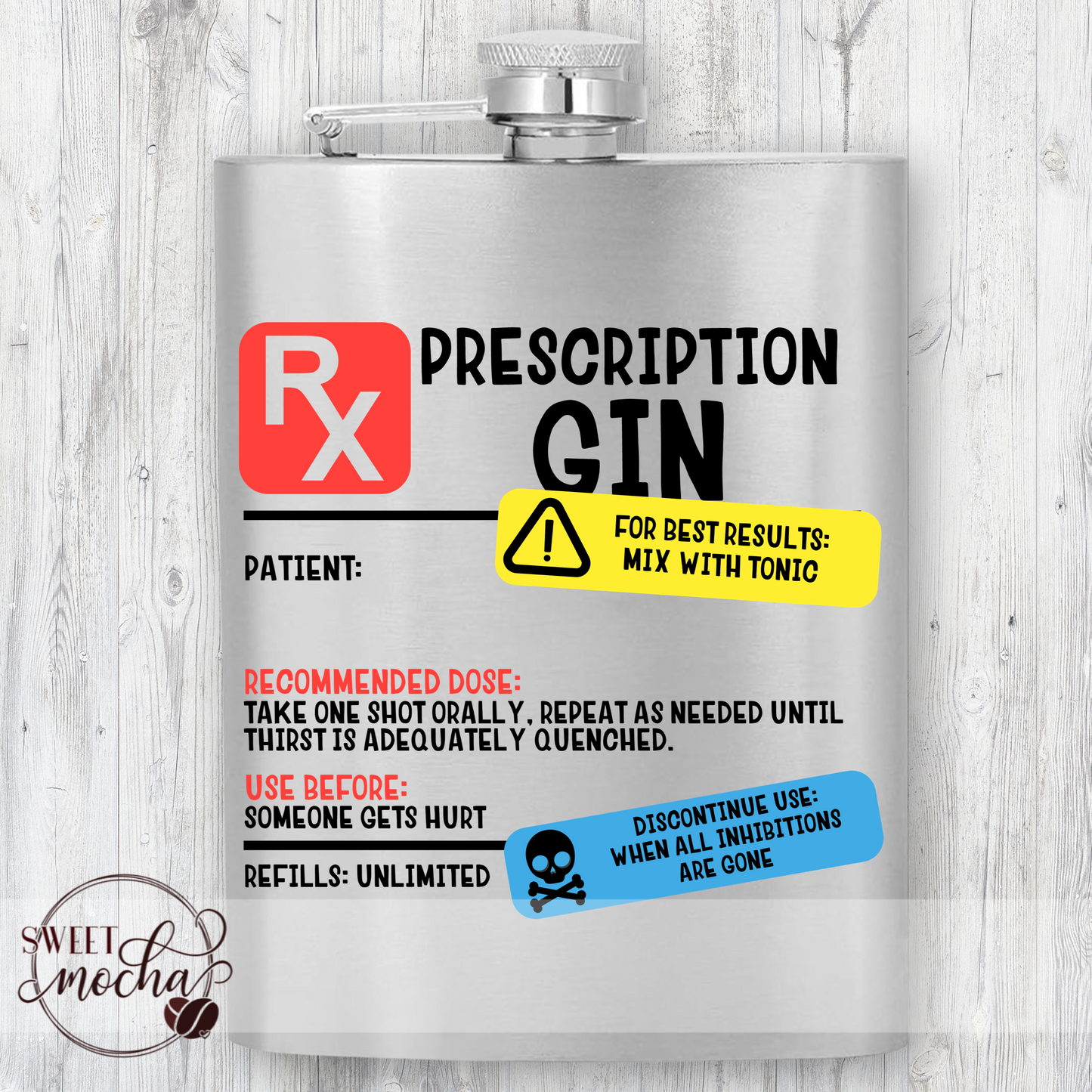 “Prescription Gin” Stainless Flask Gift Set